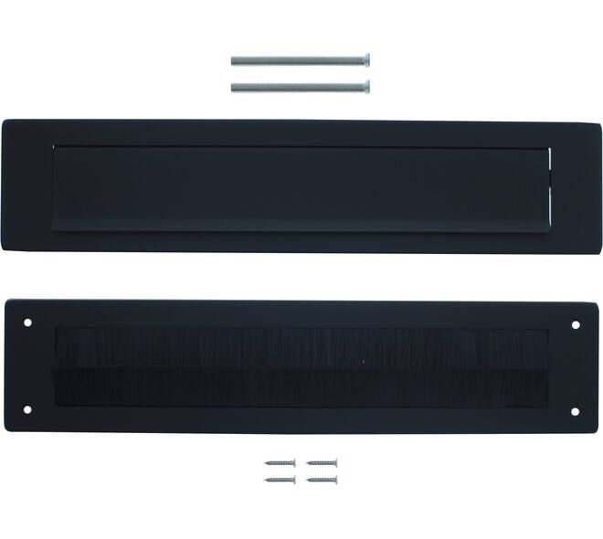 Intersteel set briefplaat en tochtwering rechthoekig structuur - mat zwart