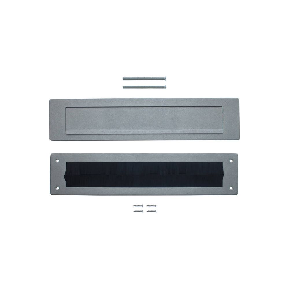 Intersteel Set briefplaat en tochtwering rechthoekig rvs getrommeld