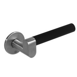 Deurkruk 0732 Dock Black met rozet rond plat verdekt RVS 
