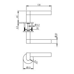 Deurkruk 0732 Dock Black met rozet rond plat verdekt RVS 
