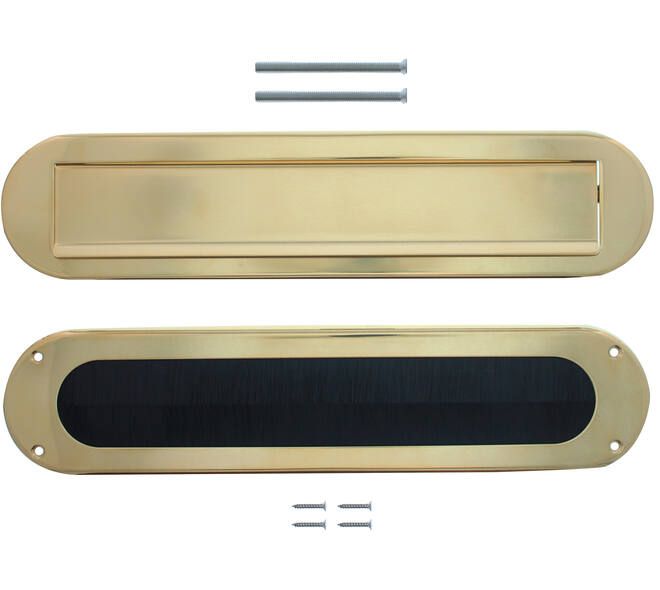 Intersteel set briefplaat en tochtwering ovaal - PVD messingkleur