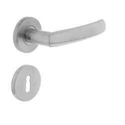 Deurkruk Blok op kunststof rozet met sleutelgat plaatje RVS 