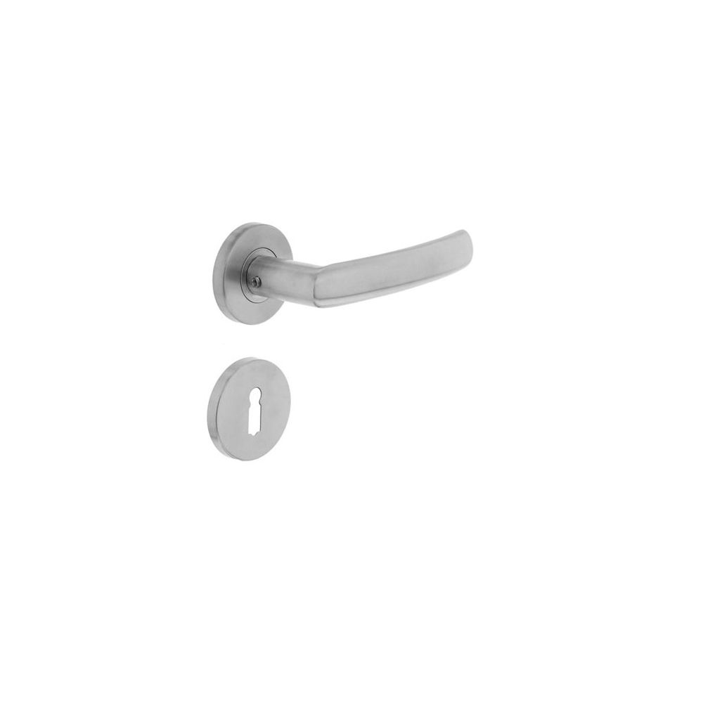 Deurkruk Blok op kunststof rozet met sleutelgat plaatje RVS 