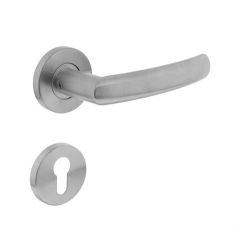 Deurkruk Blok op kunststof rozet met profielcilindergat plaatje RVS 