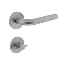 Deurkruk recht op rozet met WC8mm neutraal RVS 