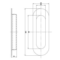 DX schuifdeurkom ovaal 120x40mm - brons