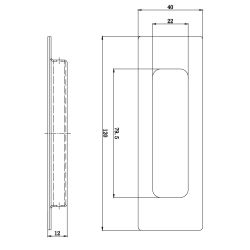 DX schuifdeurkom rechthoek 120x40mm - PVD gun metal