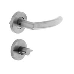 Deurkruk half rond/hoek 90°op rozet met WC8mm neutraal RVS 