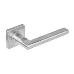 Deurkruk 1252 Hoek 90°plat op rozet vierkant dubbel geveerd RVS 
