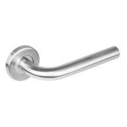 Deurkruk 1270 Recht op rond rozet staal met 7mm nok RVS 