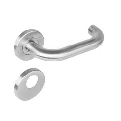 Deurkruk 1271 Rond op rond rozet staal met 7mm nok met RC plaatjes RVS 
