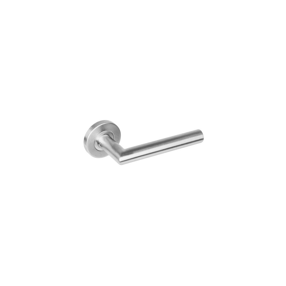 Deurkruk 1272 rechte Hoek 90°op rond rozet staal met 7mm nok RVS 
