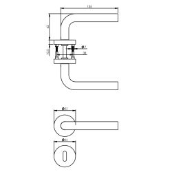 Deurkruk recht met geveerde rozet met sleutelgat plaatjes ATP RVS 
