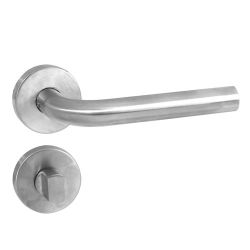 Deurkruk recht met geveerde rozet met WC8mm ATP RVS 