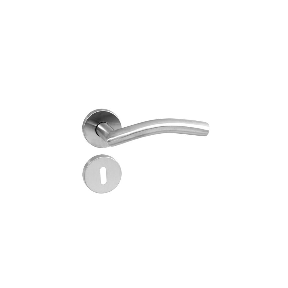 Deurkruk Lisa/hoek 90° met geveerde rozet met sleutelgat plaatjes ATP RVS 