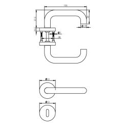 Deurkruk Rond met geveerde rozet met sleutelgat plaatjes ATP RVS 
