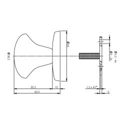 Voordeurknop 393030 vast paddestoel ø58/66 éénzijdige montage RVS 