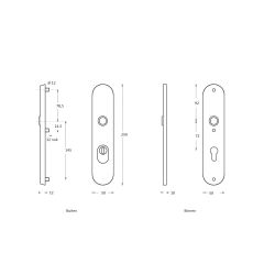 SKG3 NM-veiligheid-schilden doorgaand profielcilindergat 72mm met kerntrek beveiliging RVS 
