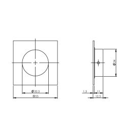 Schuifdeurkom 4-kant 34/55mm RVS 