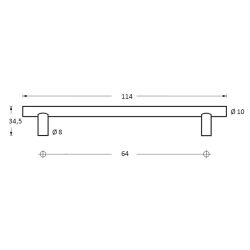 Keukengreep ø10/64/114mm RVS  