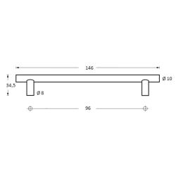 Keukengreep ø10/96/146mm RVS  