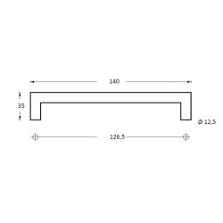 Greep hoek 892652 90° ø13mm/128mm RVS  