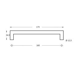 Greep hoek 892653 90° ø13mm/160mm RVS  