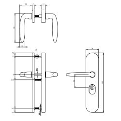 SKG3 Veiligheid-schilden kruk/kruk profielcilindergat 72mm met kerntrek beveiliging sunset (PVD)