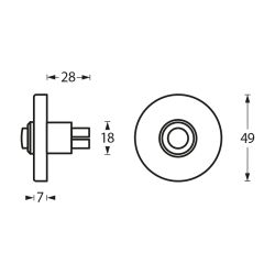 Beldrukker rond verdekt chroom