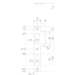Sluitplaat RVS met korte lip tbv dag- en nacht schoot - DIN links