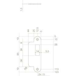 Sluitplaat RVS tbv dagschoot met blokkeerpal - DIN rechts