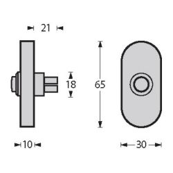 Beldrukker ovaal verdekt 65x30x10 RVS  