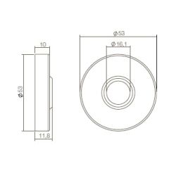 Rozet rond verdekt met metaal RVS/mat zwart