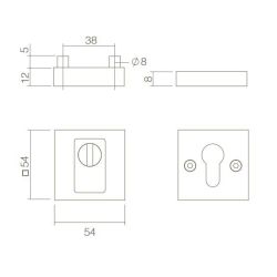 SKG3 Veiligheid-rozet vierkant massief met kerntrek beveiliging en zichtbare bouten mat zwart