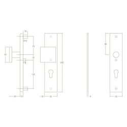 SKG3 Veiligheid-schilden rechthoekig duwer/geen kruk profielcilindergat 72mm met kerntrek beveiliging RVS/mat zwart