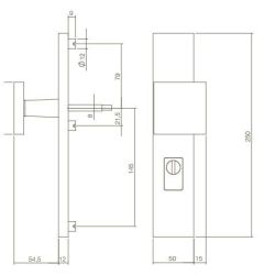 SKG3 Veiligheidsschilden rechthoekig duwer/geen kruk PC72mm kerntrekbeveiliging RVS