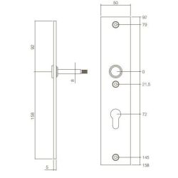 SKG3 Veiligheidsschilden rechthoekig duwer/geen kruk PC72mm kerntrekbeveiliging RVS