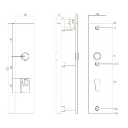 SKG3 Veiligheidsschilden rechthoekig doorgaand met kerntrekbeveiliging PC72 RVS