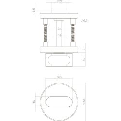 WC-sluiting 8mm rond ø53x8mm staal met 7mm nokken RVS