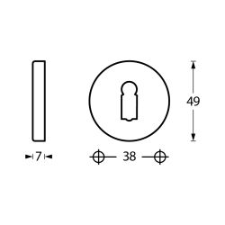 Sleutelplaatje rond verdekt kunststof chroom