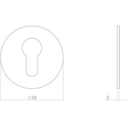 PC plaatje renovatie zelfklevend, rond plat 55x2mm RVS/mat zwart