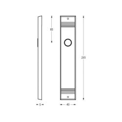 Langschild recht met groef blind nikkel