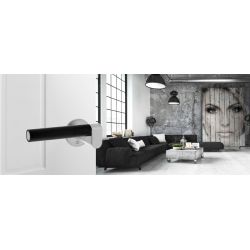 Deurkruk 0732 Dock Black met rozet rond plat verdekt RVS 